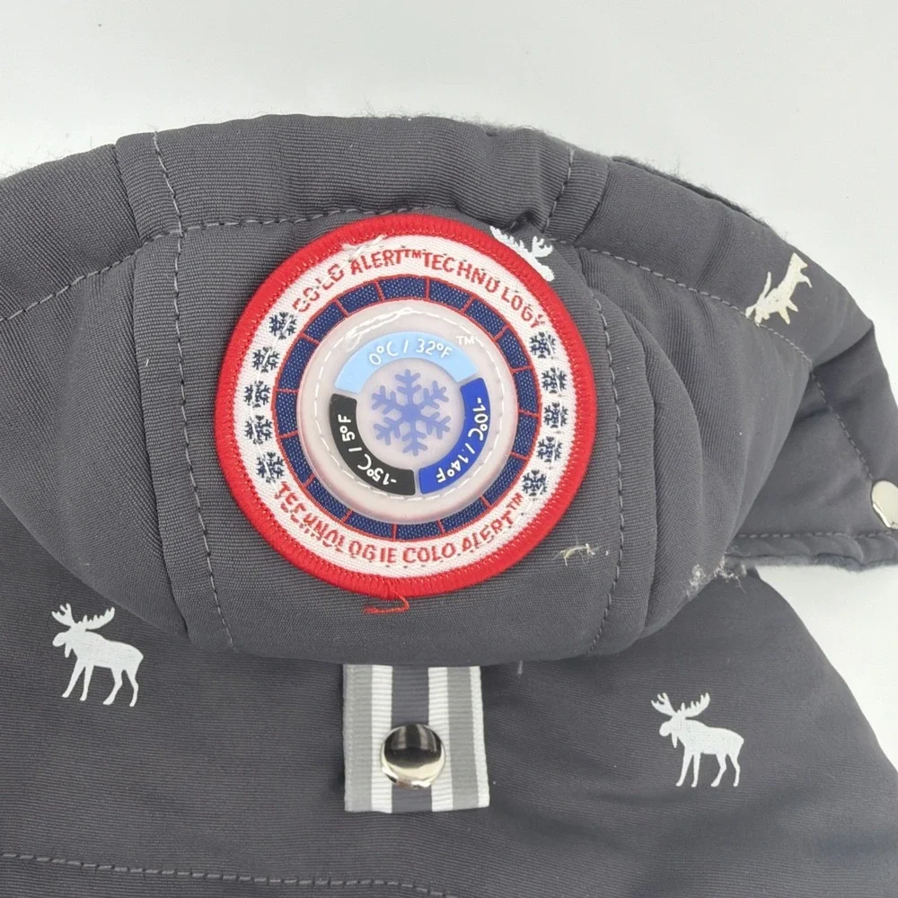 LuvGear Reversible Gray, Plaid‎ Flannel Moose Puppy/Dog Coat/Jacket Size SM